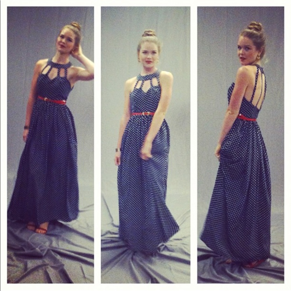 Handmade navy polkadot dress